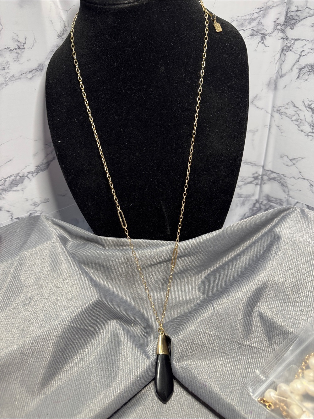 Laundry By Shelli Segal Gold-Tone Necklace with Black Pendant